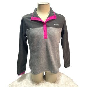 Columbia Benton Springs Half Snap Fleece Pull Over Gray Pink Women's Sweater S